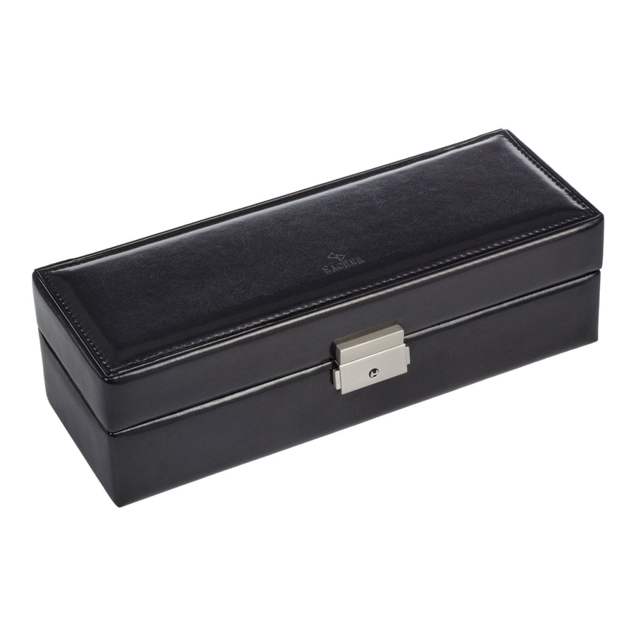 Watch case for 6 watches black exclusive / black (leather)