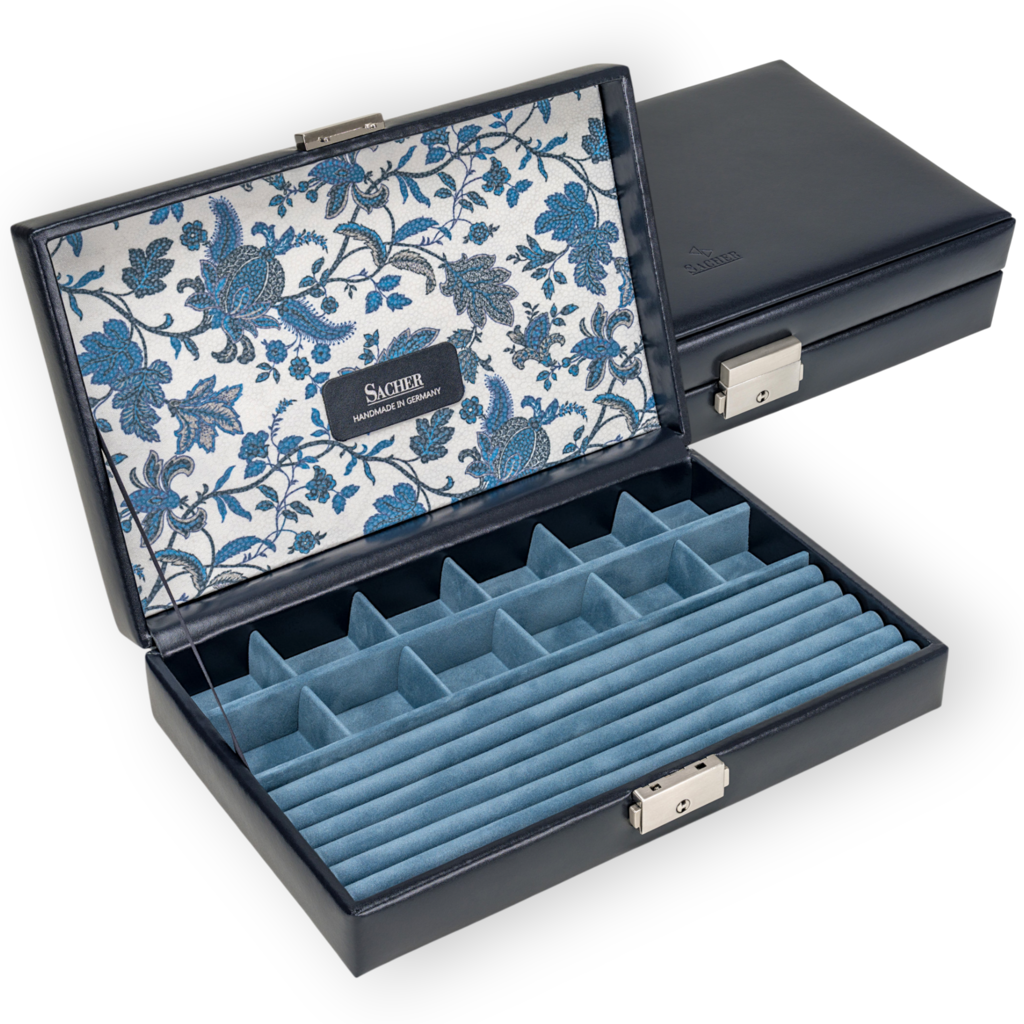 Ring- und Sammleretui florage / navy (Leder)