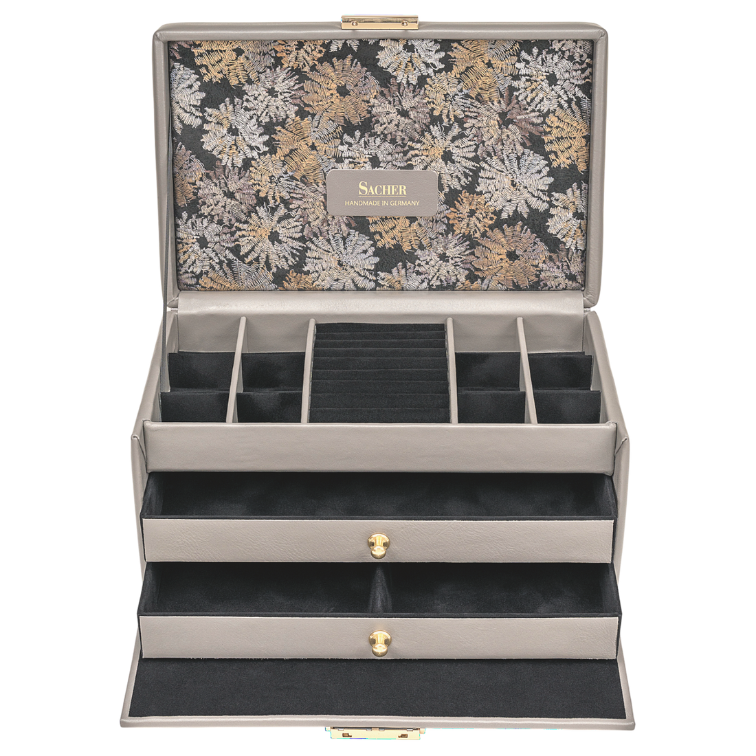 Schmuckkasten Emma fleur venice / grau (Leder)