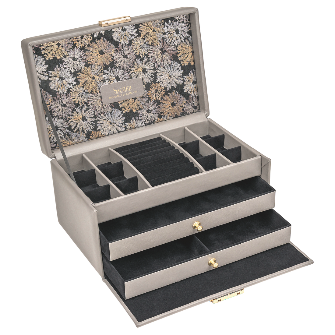 Schmuckkasten Emma fleur venice / grau (Leder)