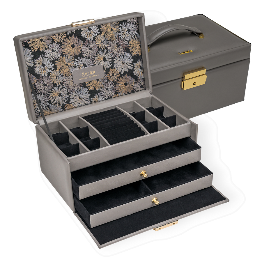 Schmuckkasten Emma fleur venice / grau (Leder)