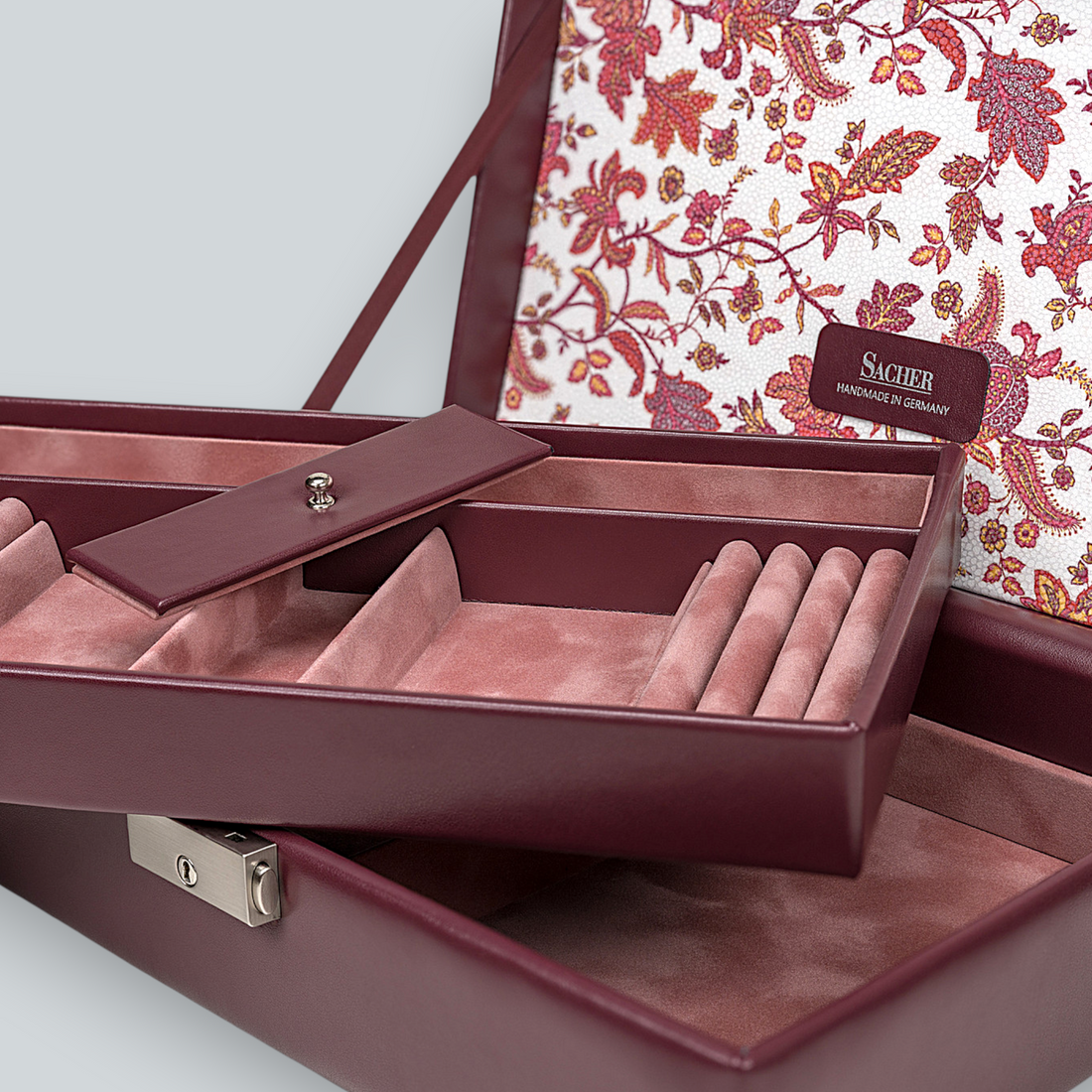 Schmuckkassette Ilka florage / bordeaux