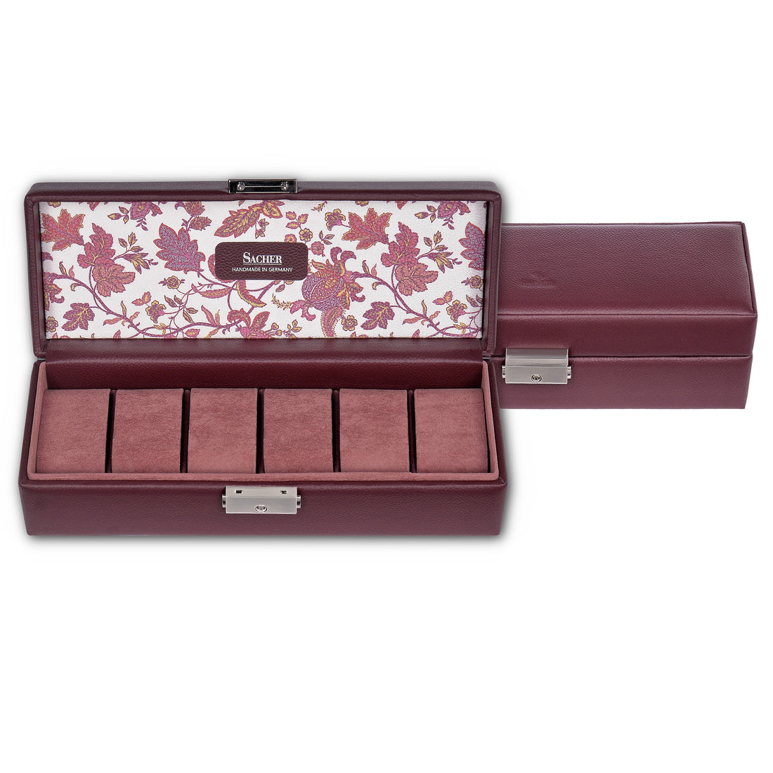 Coffret à montres florage / bordeaux (cuir pleine fleur)