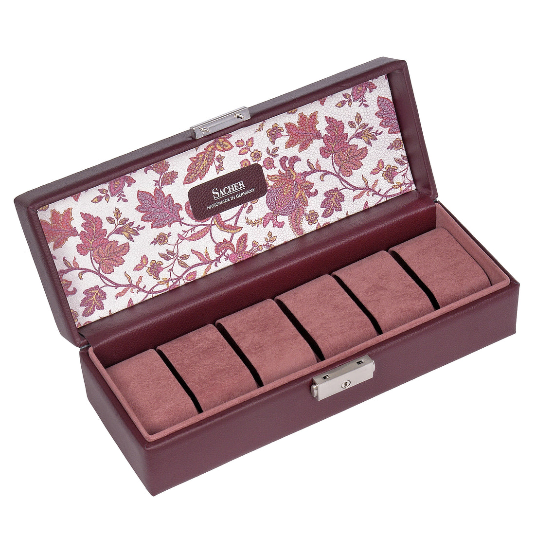 Coffret à montres florage / bordeaux (cuir pleine fleur)