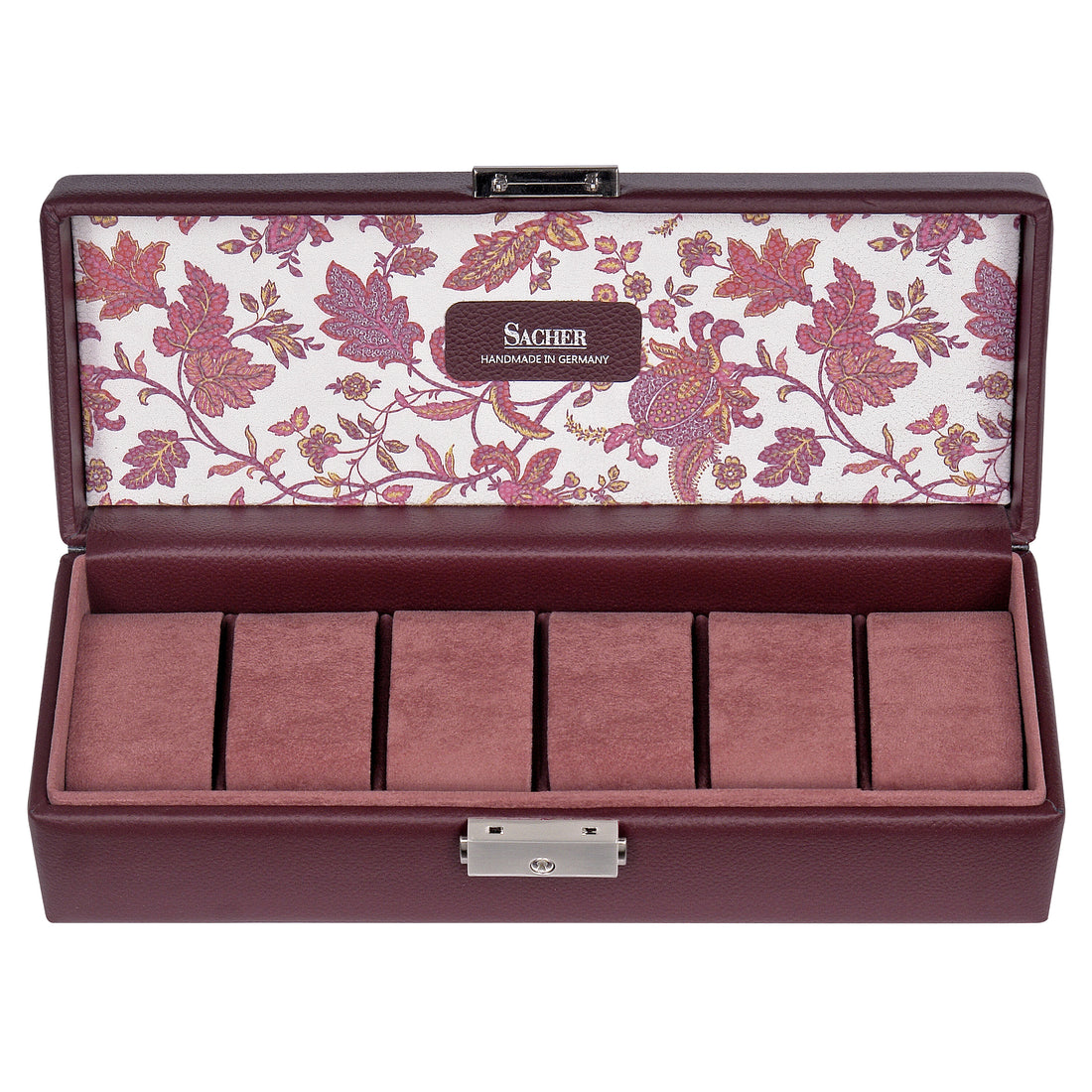 Coffret à montres florage / bordeaux (cuir pleine fleur)