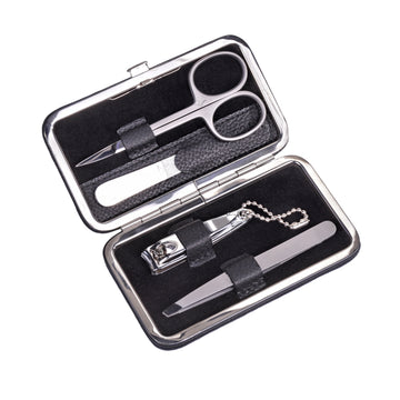 4 pcs. manicure set Manikürenset / black (leather)