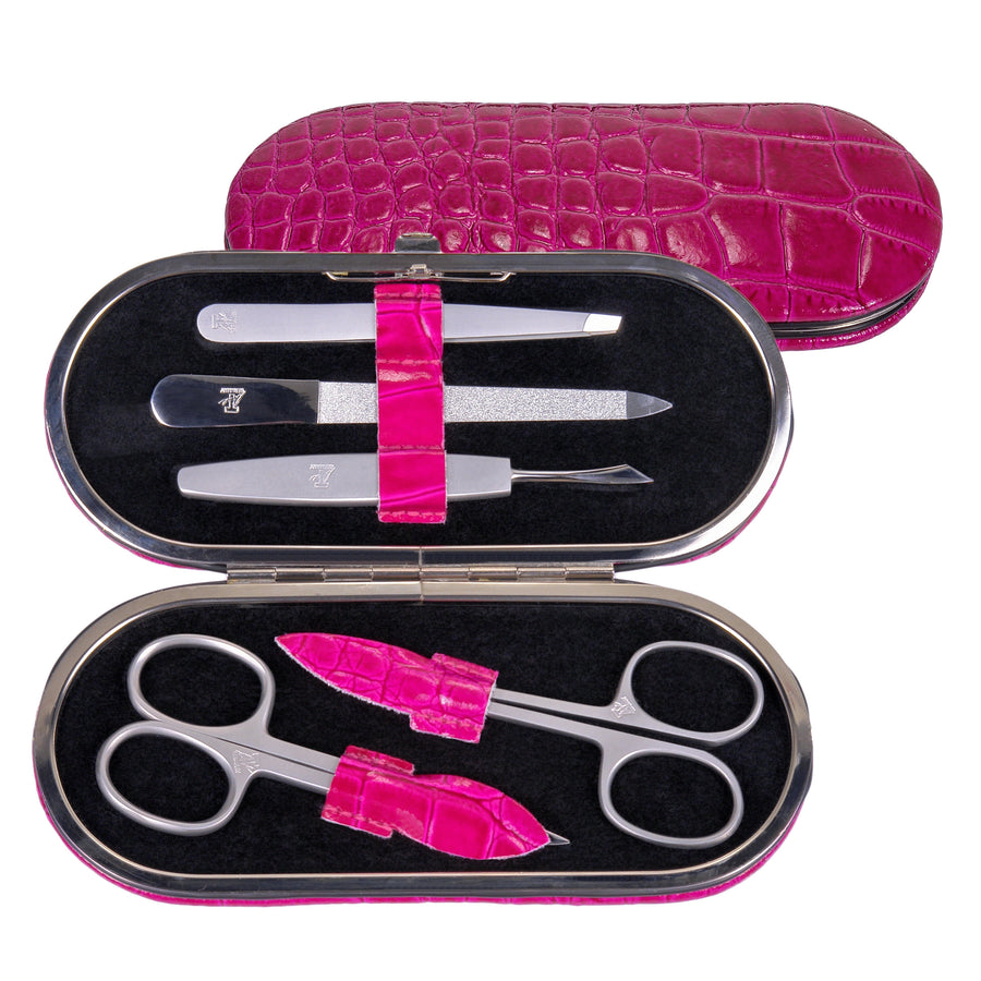 5 pcs. manicure set Manikürenset / pink (leather)