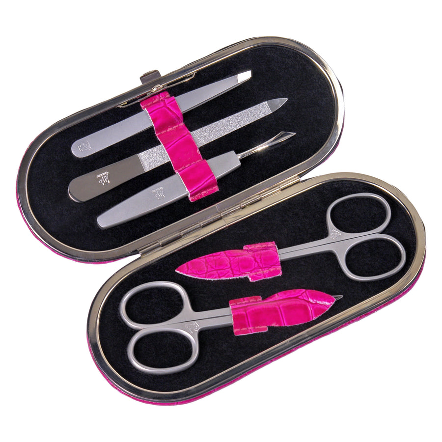 5 pcs. manicure set Manikürenset / pink (leather)